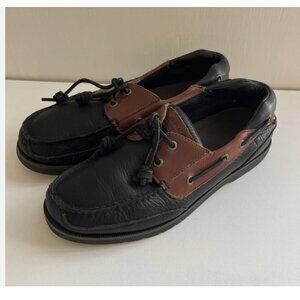 Sperry Top-Sider Black & Brown Leather Boat Shoes Lace Up 0578658 Mens Size 9M